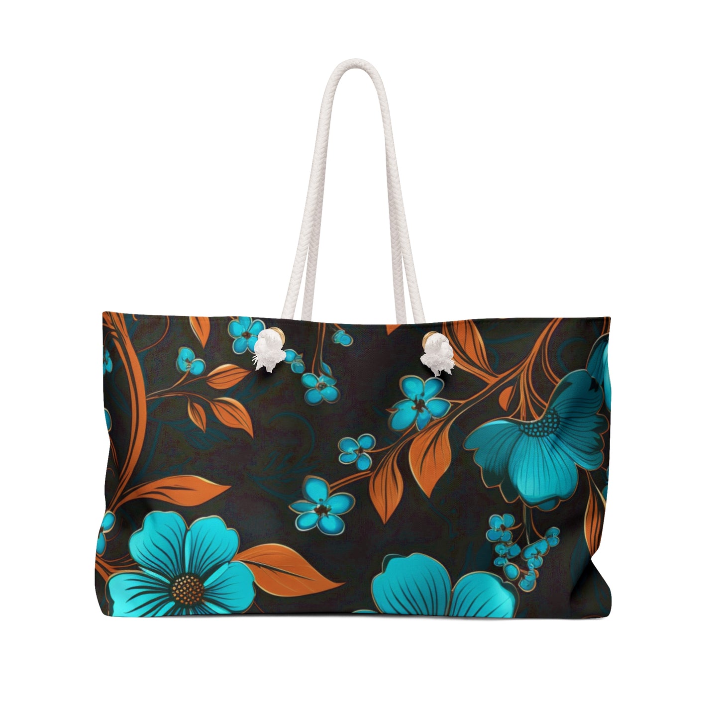 Teal and Orange Floral Weekender Bag