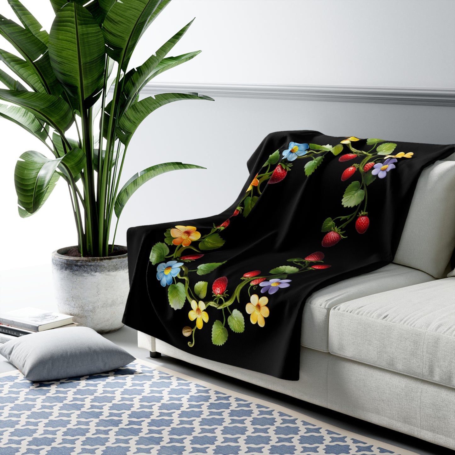 Multicolor Floral Sherpa Fleece Blanket