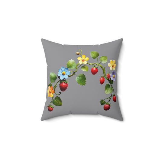 Grey Floral Square Pillow