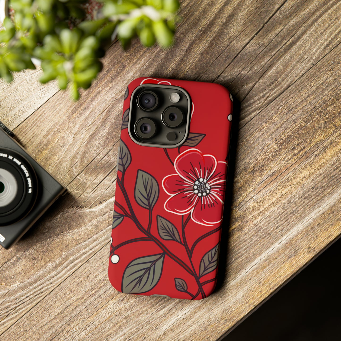 Red Floral phone case