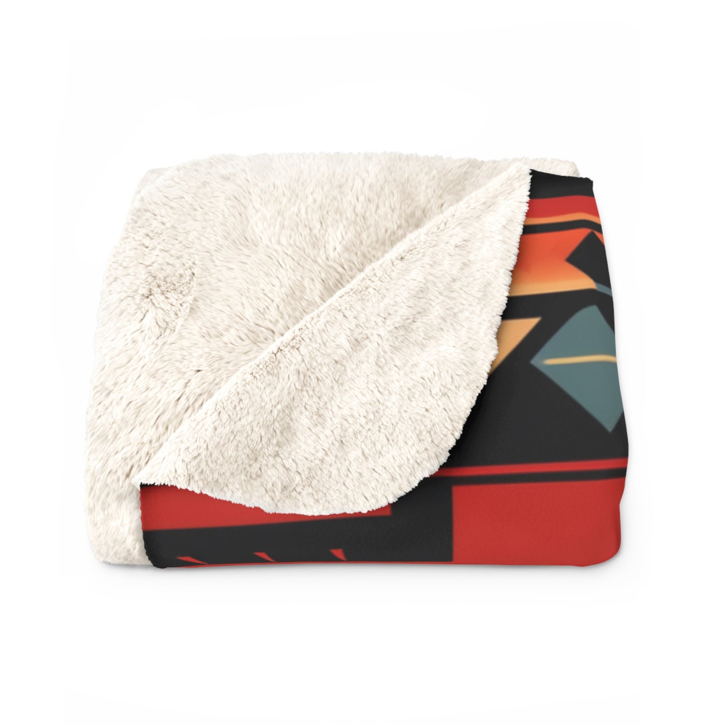 Red Geometric Sherpa Fleece Blanket