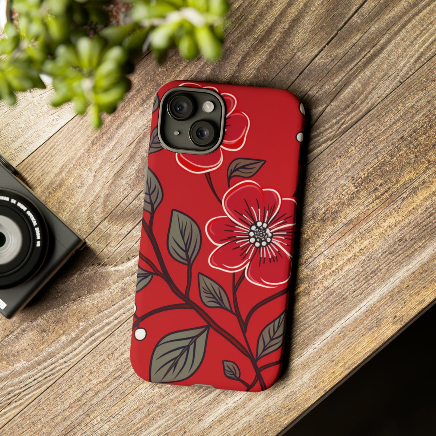 Red Floral phone case