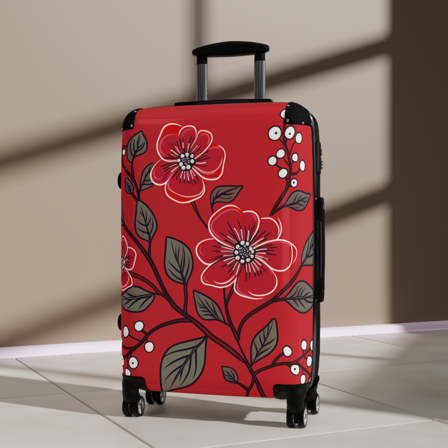 Red Floral Suitcase