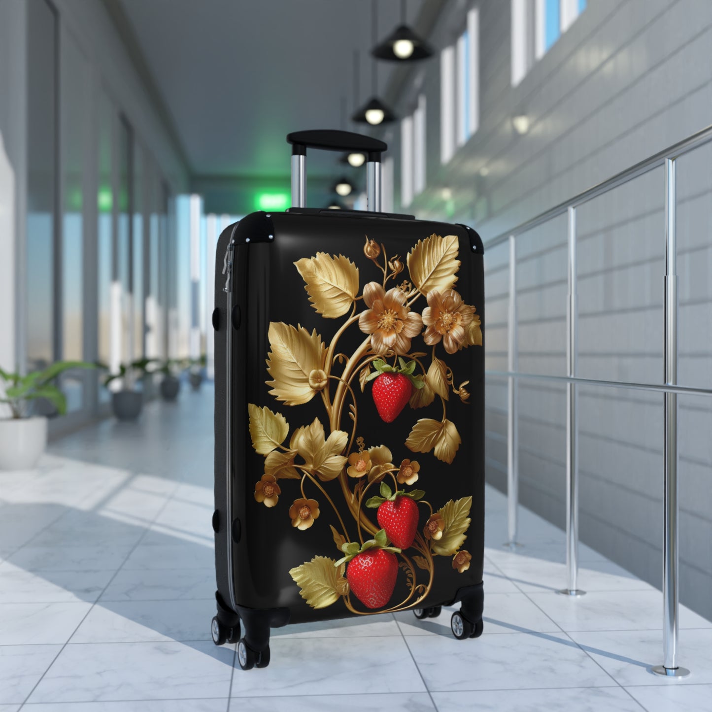 Golden Floral Suitcase