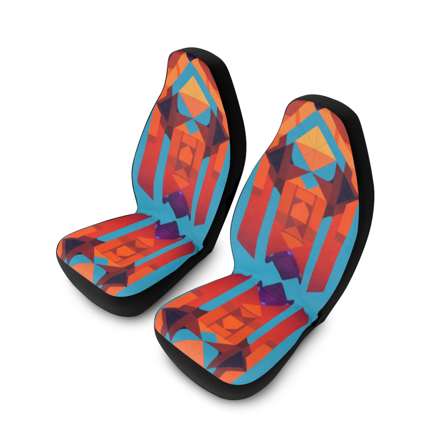 Orange Geometric Car Seat Covers