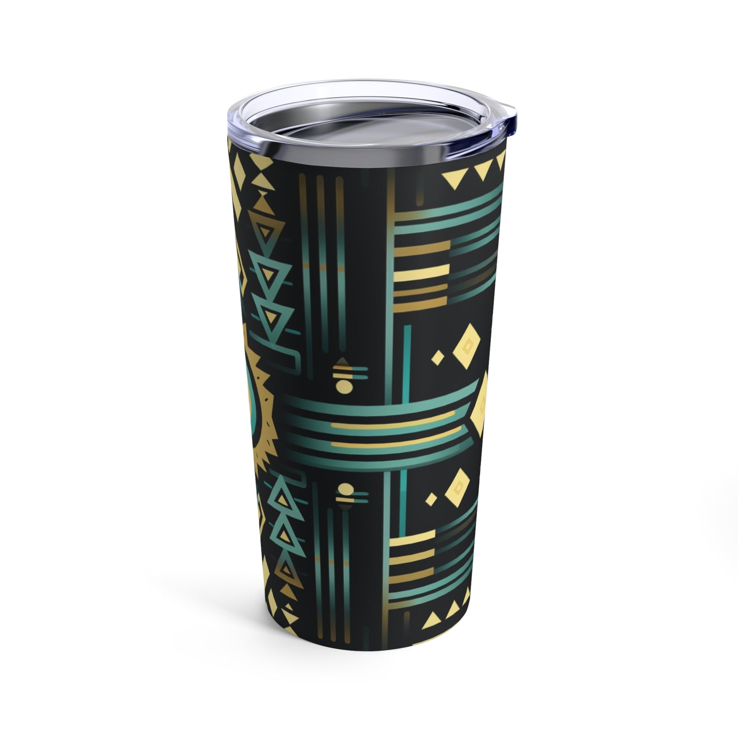 Black, Turquoise and Yellow Geometric Tumbler 20oz