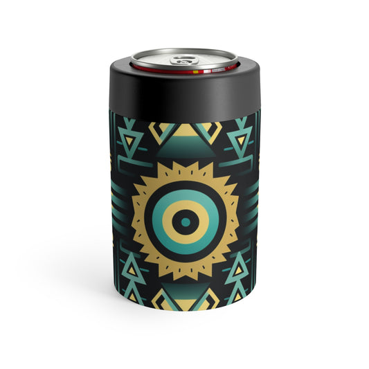 Black, Turquoise and Yellow Geometric Can Holder