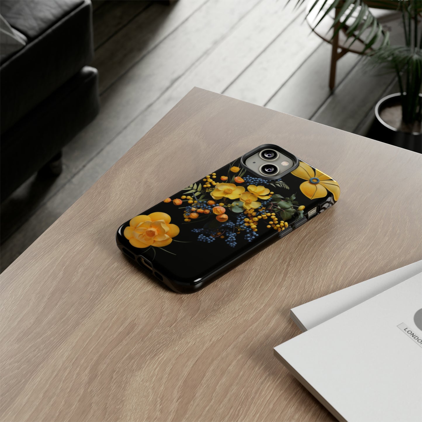 Yellow floral phone case