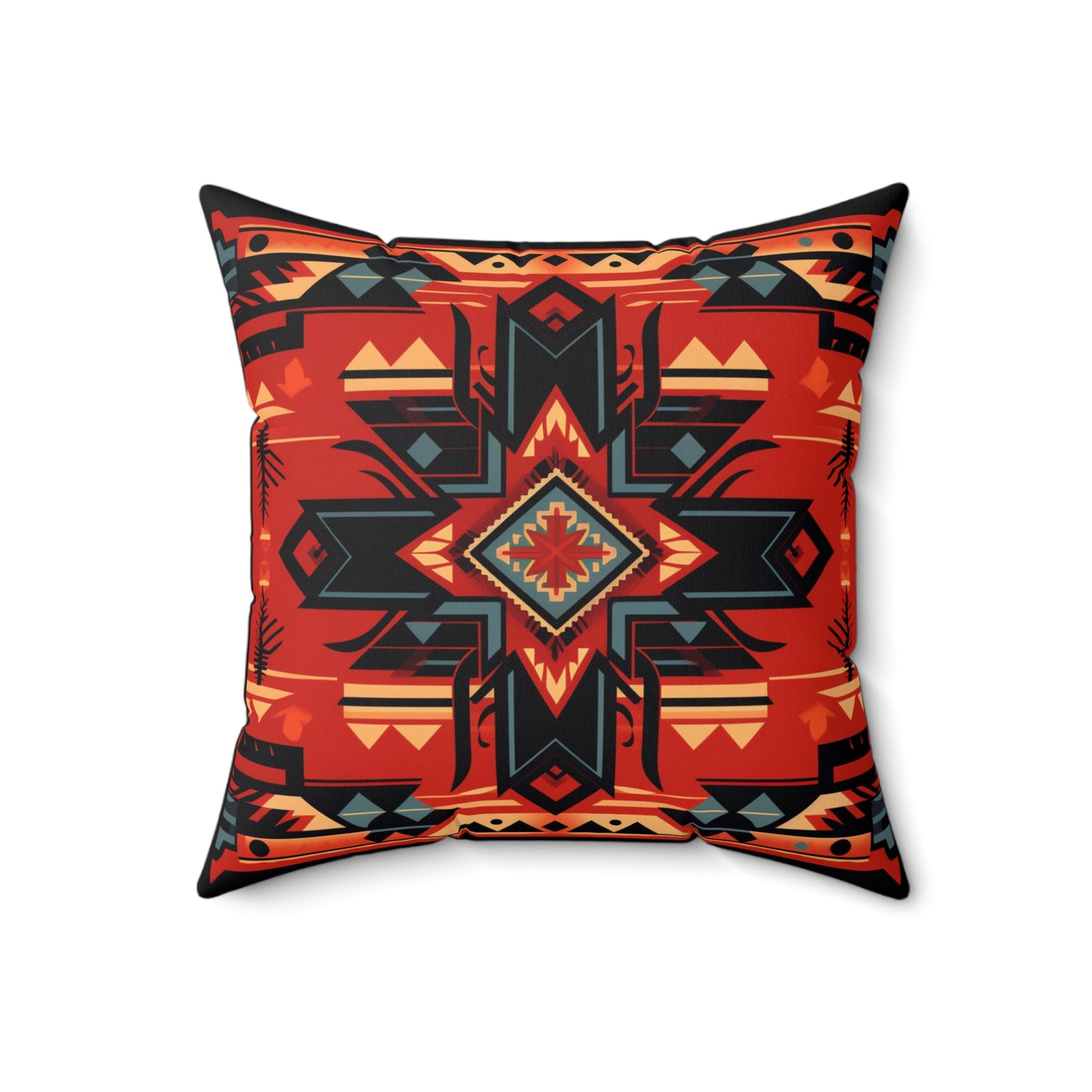 Red Geometric Square Pillow