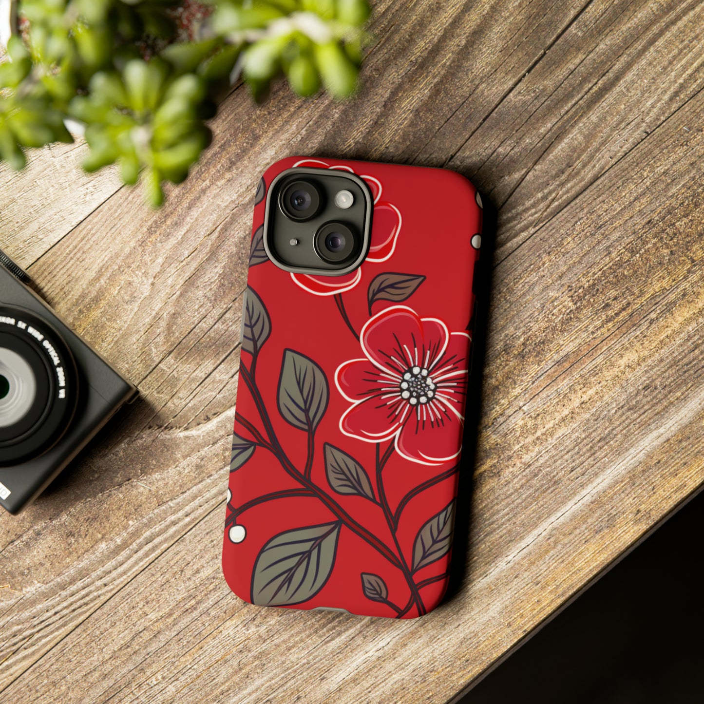 Red Floral phone case