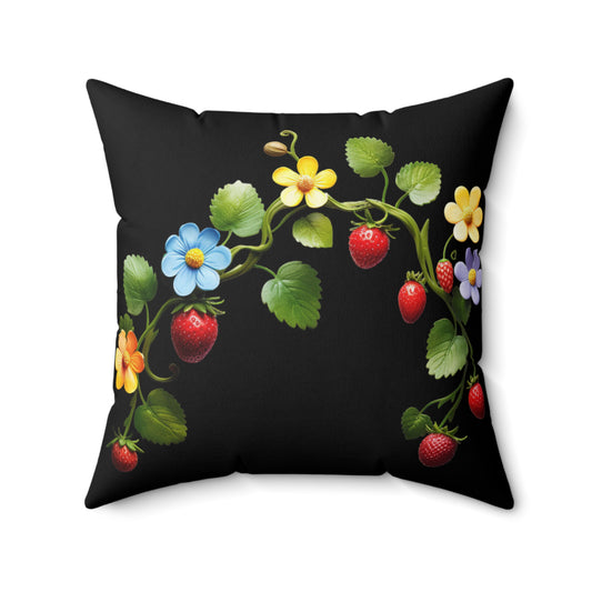 Black Floral Square Pillow