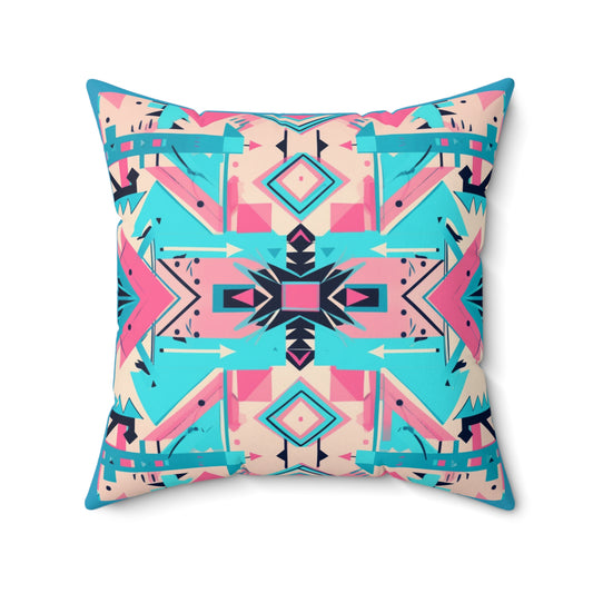 Pink Geometric Square Pillow