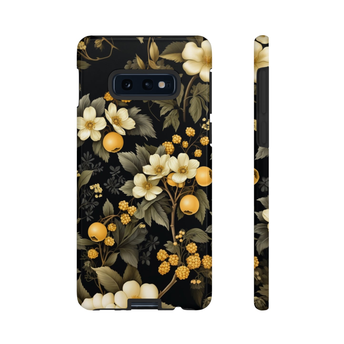 White Black and Yellow Floral phone case