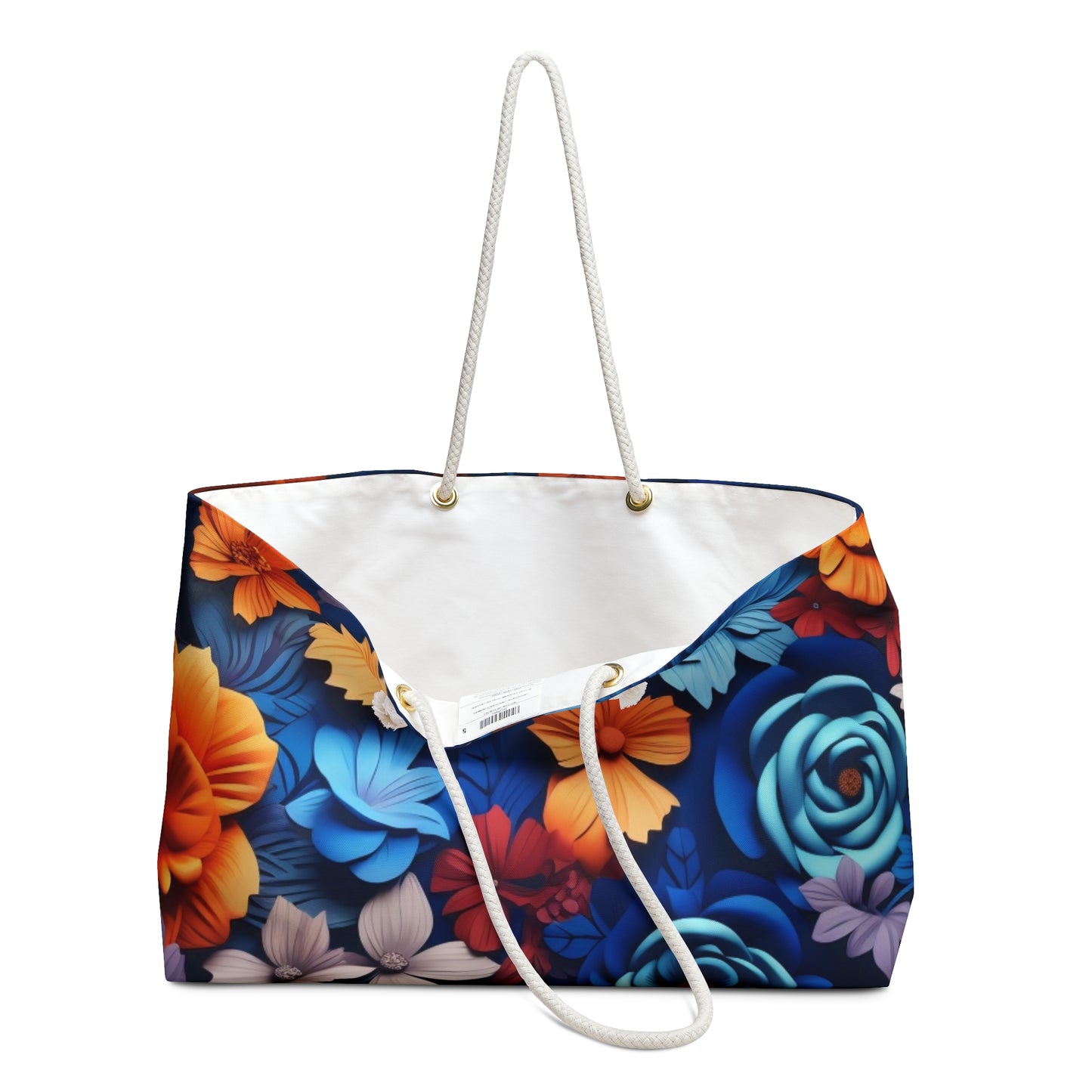 Blue and Orange Floral Weekender Bag