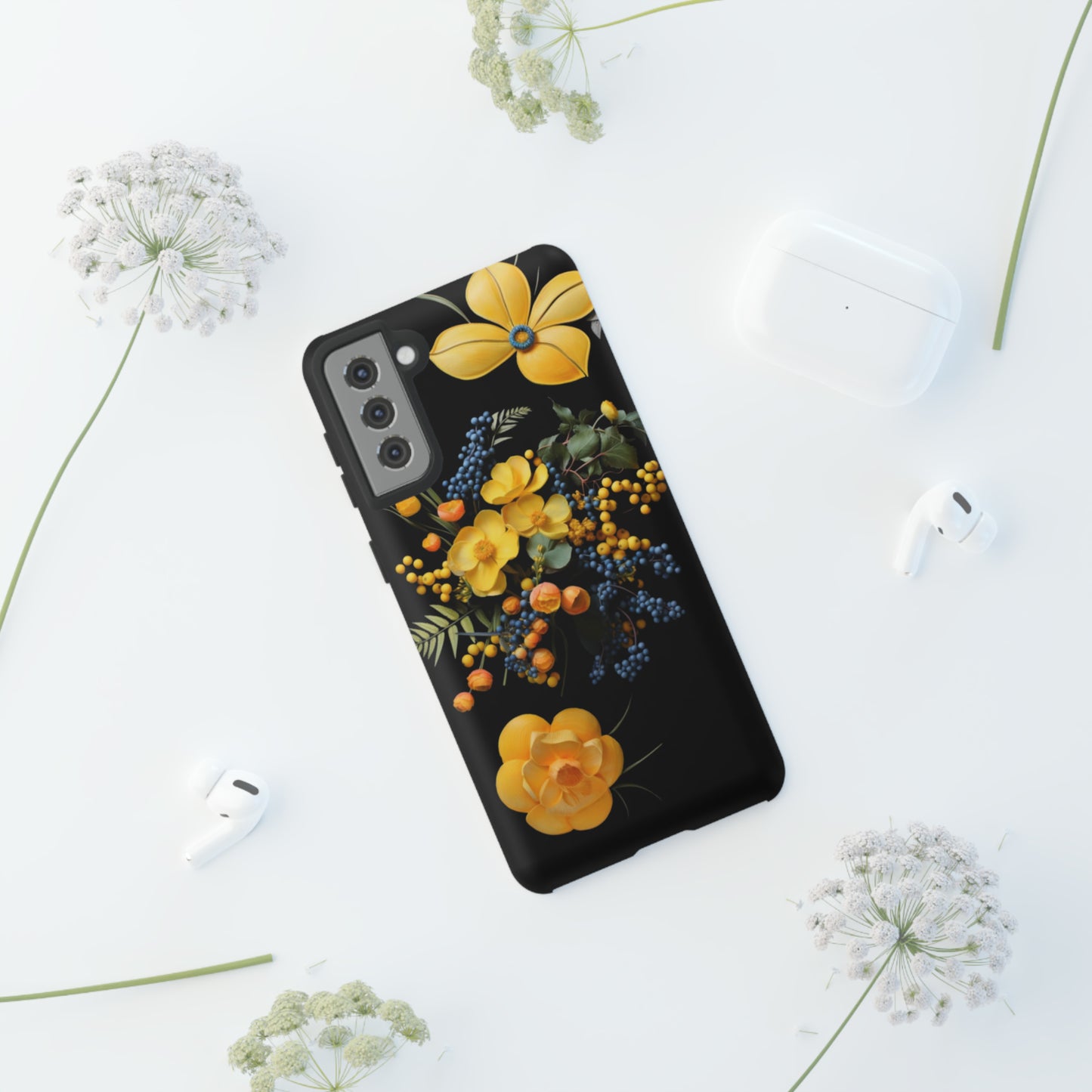 Yellow floral phone case