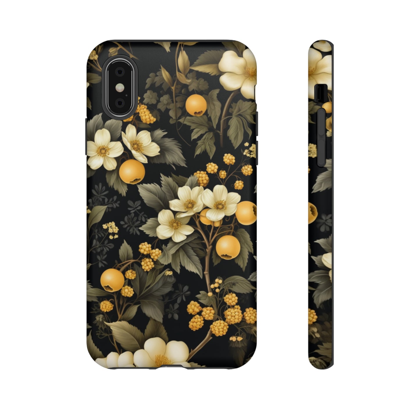 White Black and Yellow Floral phone case