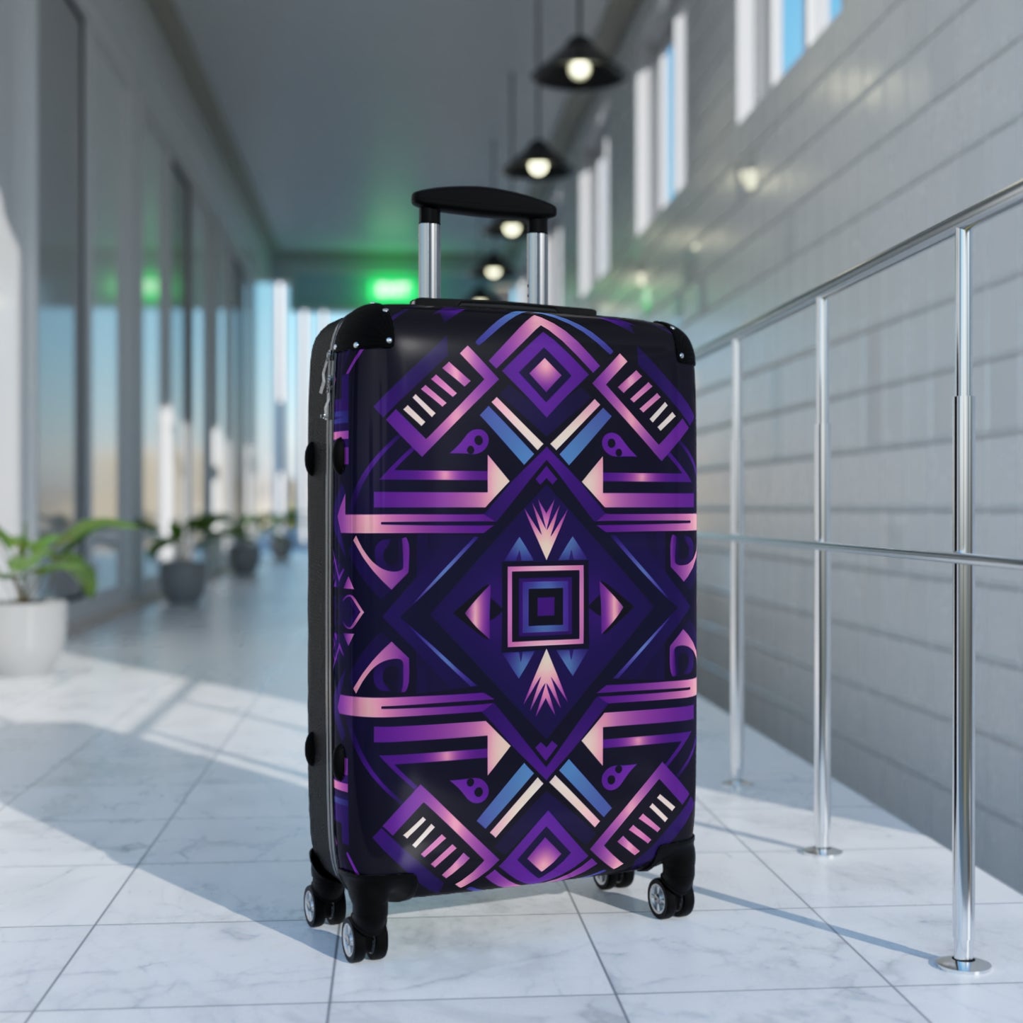 Purple Geometric Suitcase