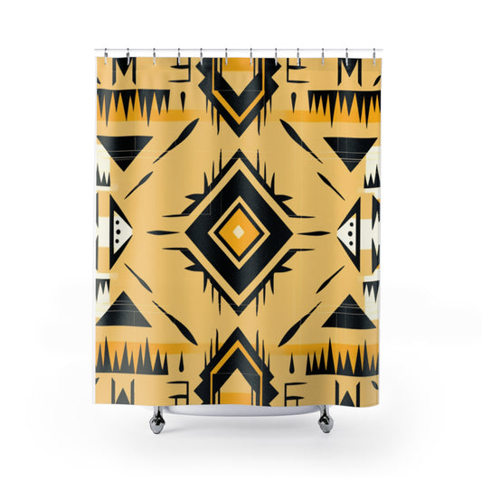 Yellow Geometric Shower Curtains