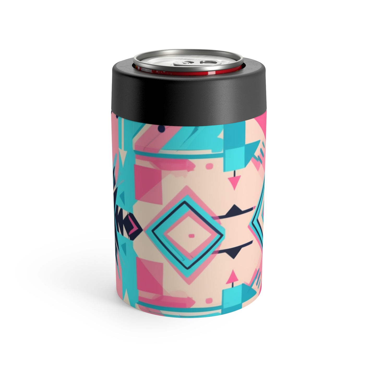 Pink and Turquoise Geometric Can Holder