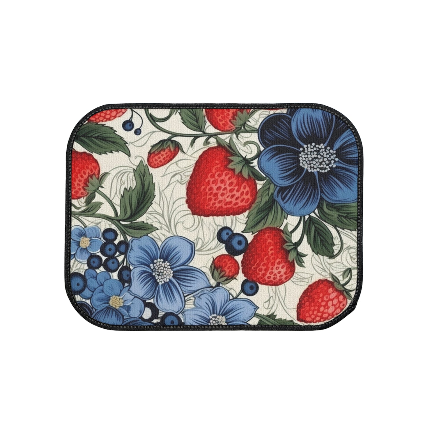 White Berries and Floral Car Floor Mats, 1pc