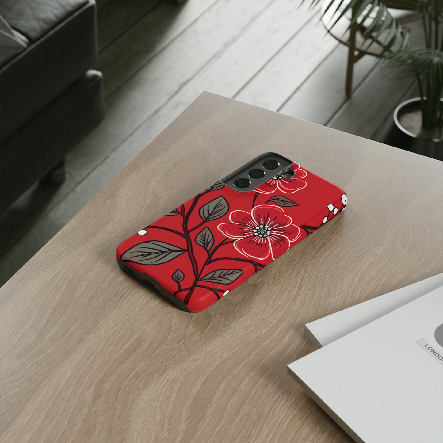 Red Floral phone case