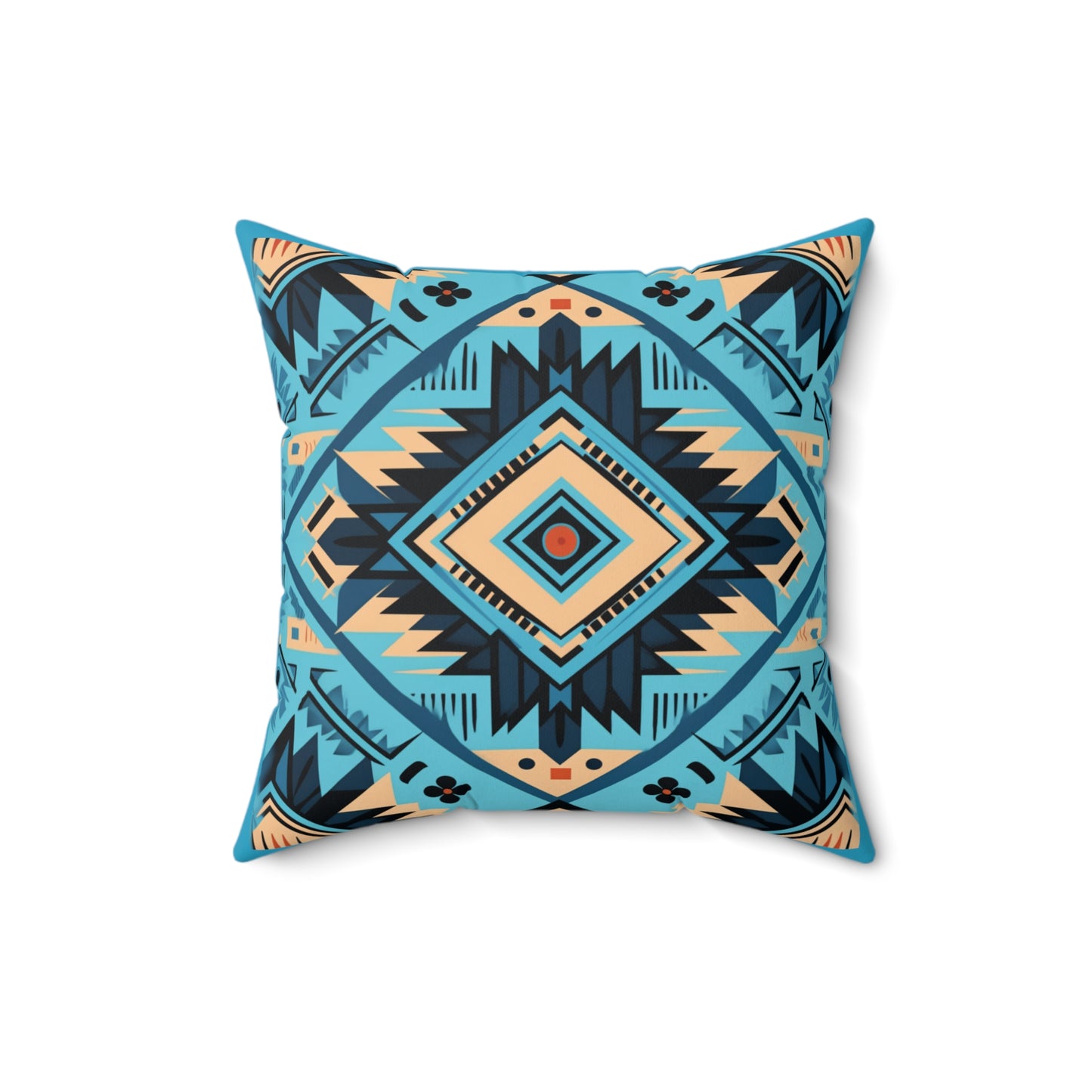 Blue Geometric Square Pillow