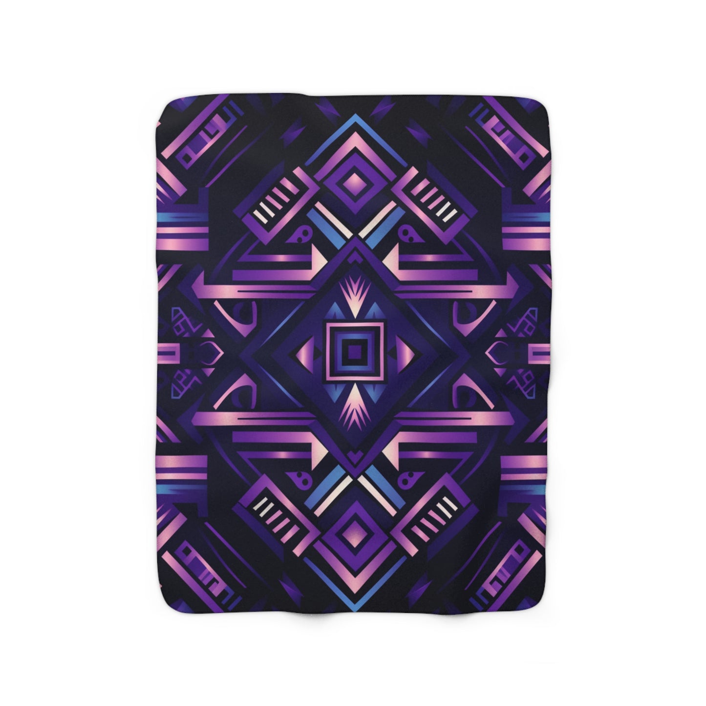 Purple Geometric Sherpa Fleece Blanket