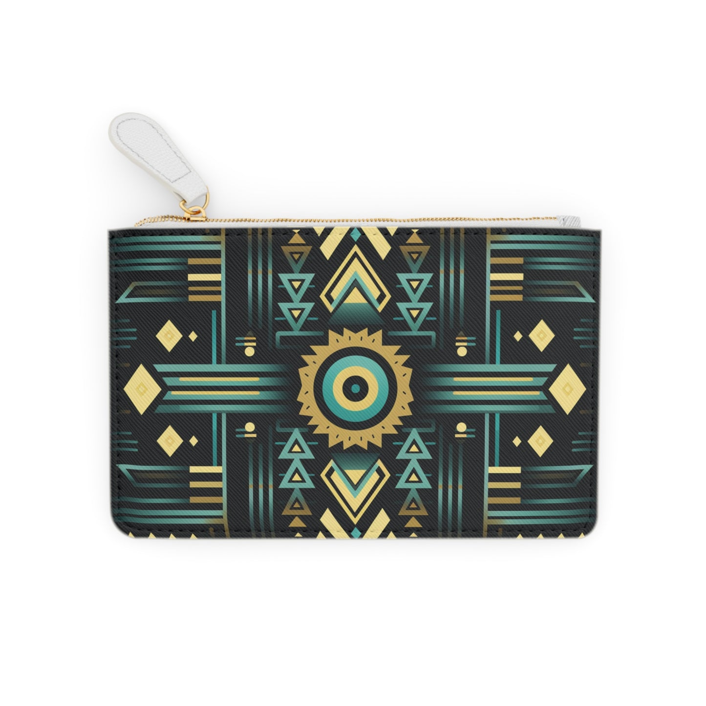 Black, Yellow and Turquoise Geometric Mini Clutch Bag