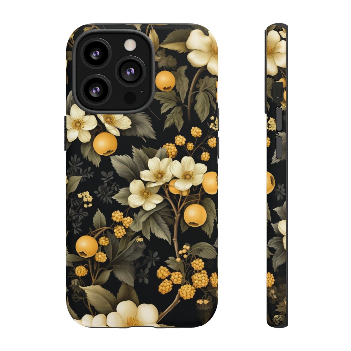 White Black and Yellow Floral phone case