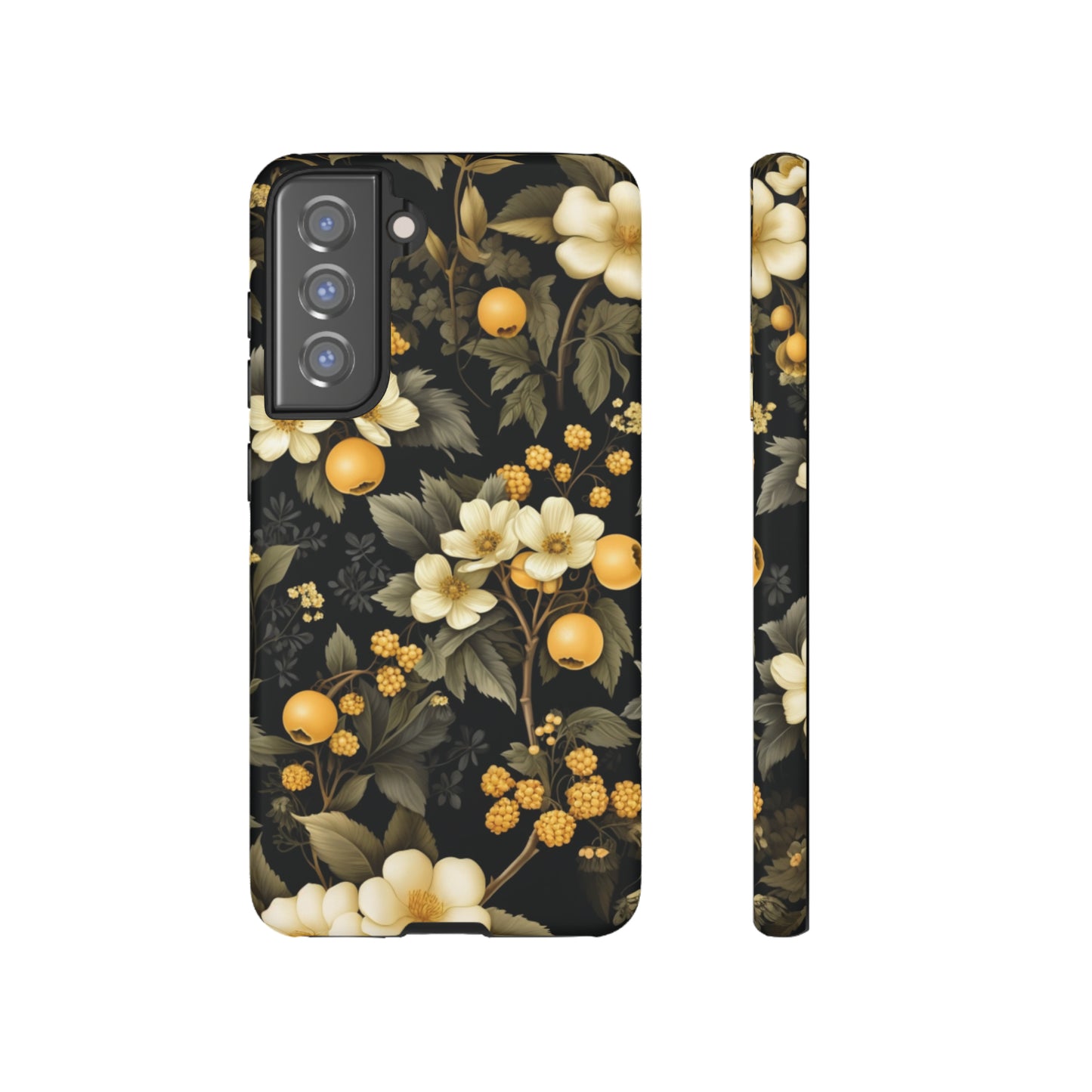 White Black and Yellow Floral phone case