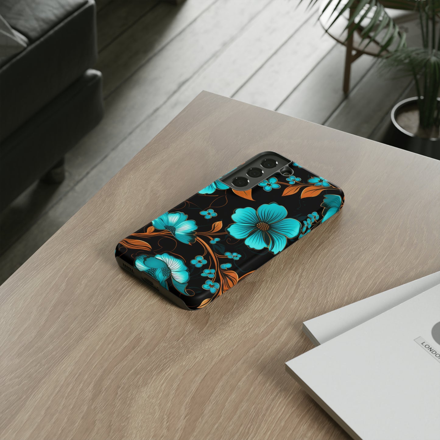 Turquoise Floral phone case