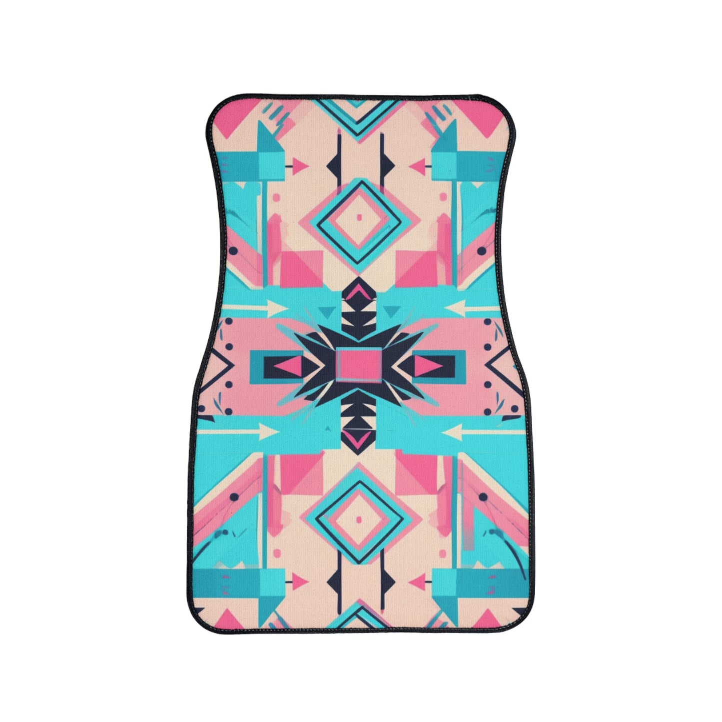 Pink and Turquoise Geometric Floor Mats, 1pc