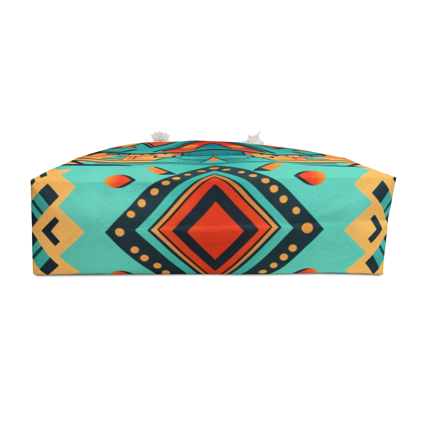 Turquoise and Orange Geometric Weekender Bag