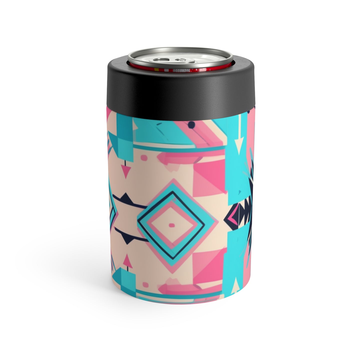 Pink and Turquoise Geometric Can Holder