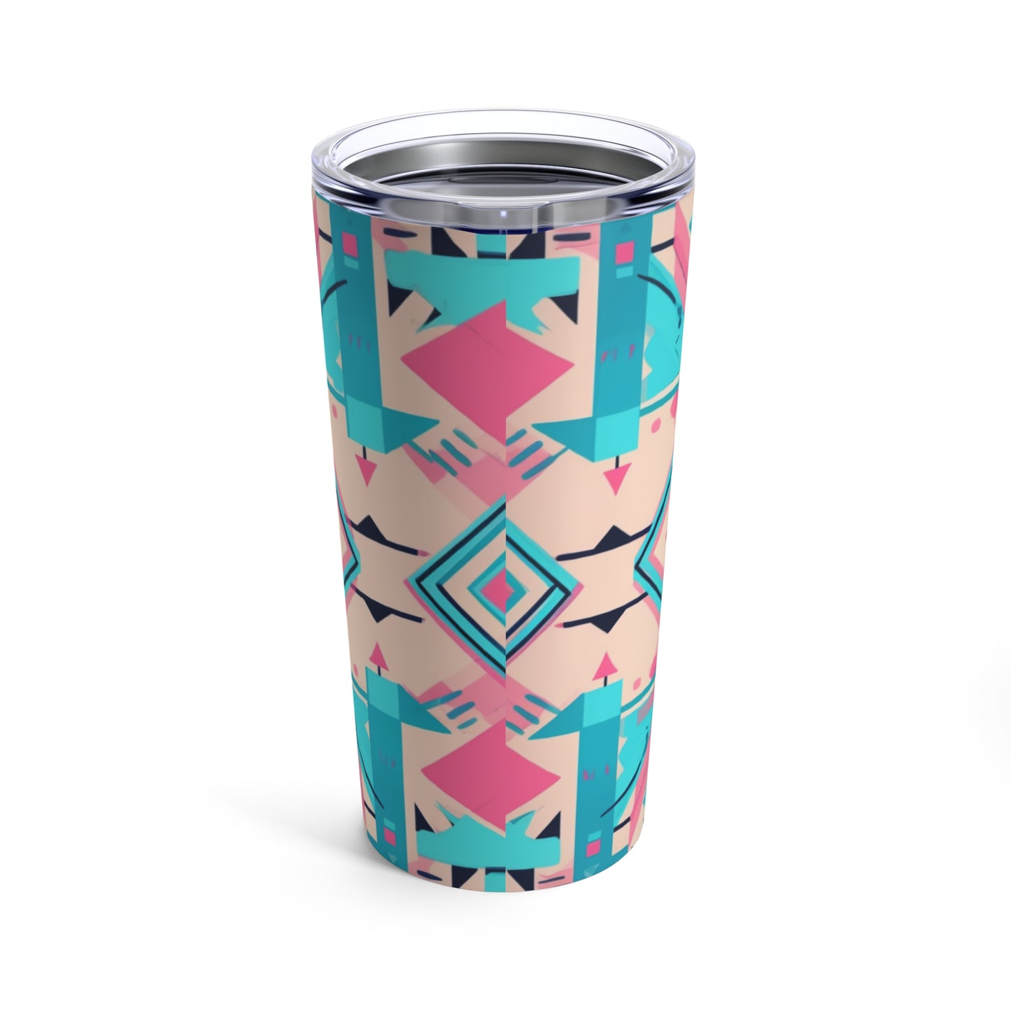 Pink and Turquoise Geometric Tumbler 20oz