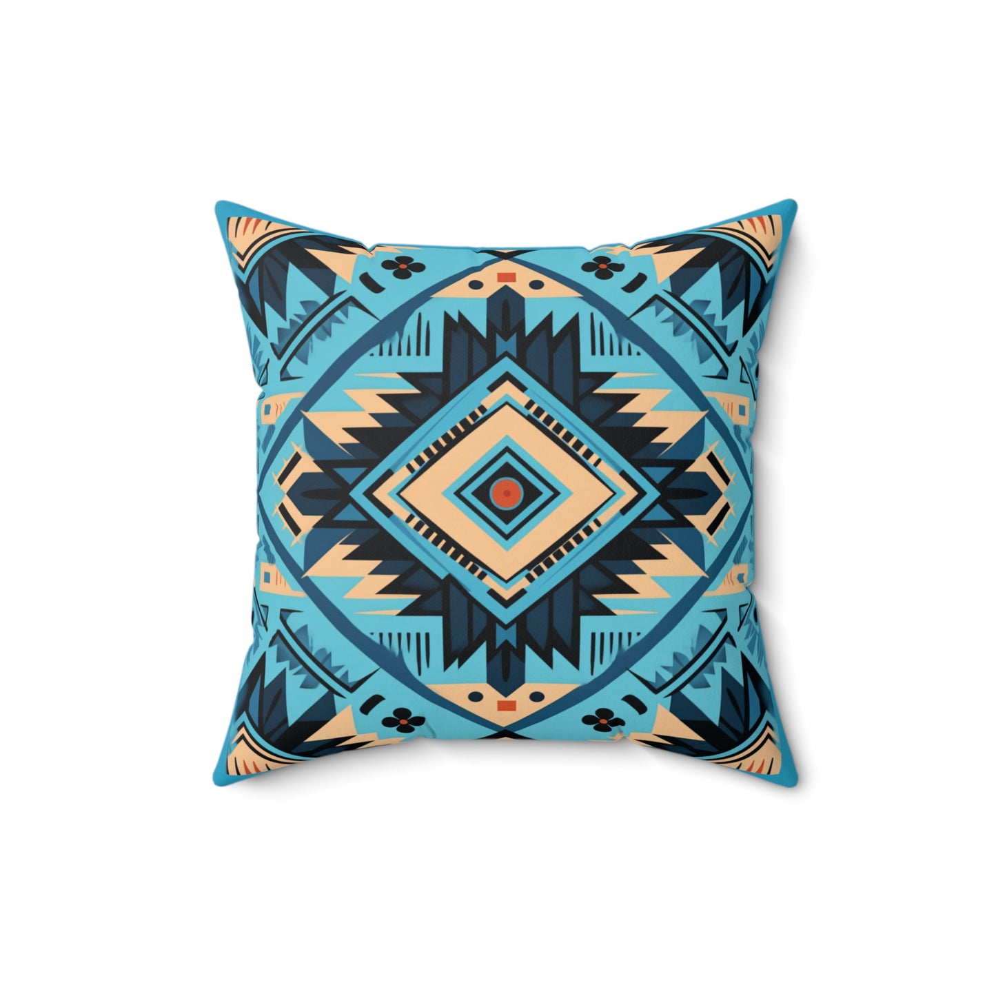 Blue Geometric Square Pillow