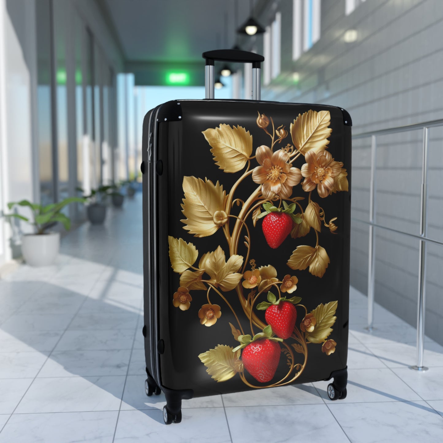 Golden Floral Suitcase