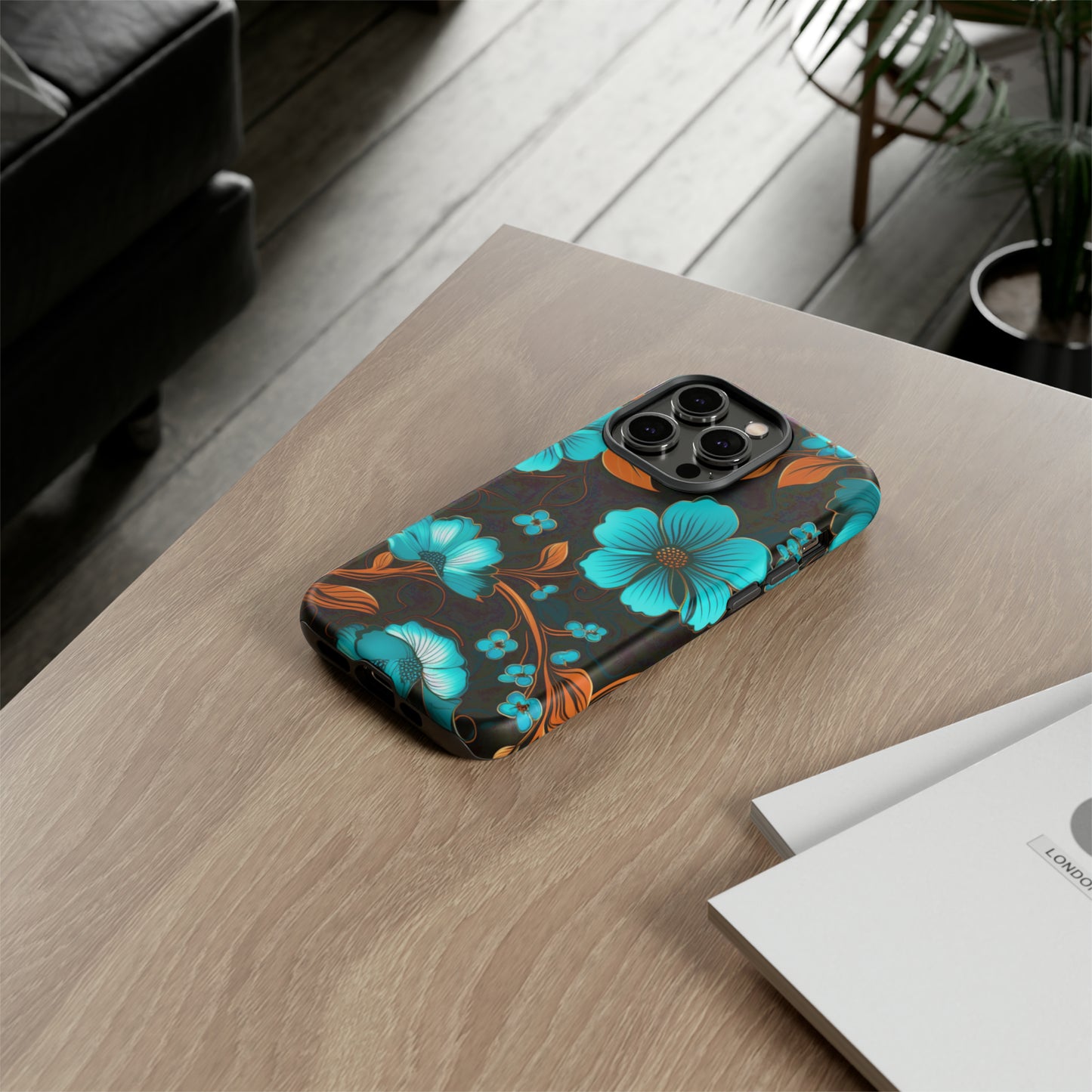 Turquoise Floral phone case