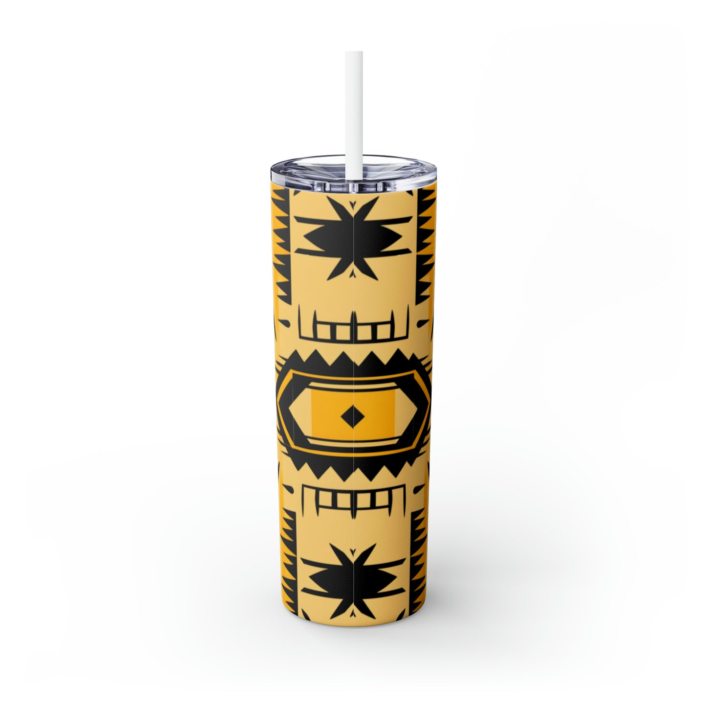 Yellow Geometric Skinny Tumbler with Straw, 20oz