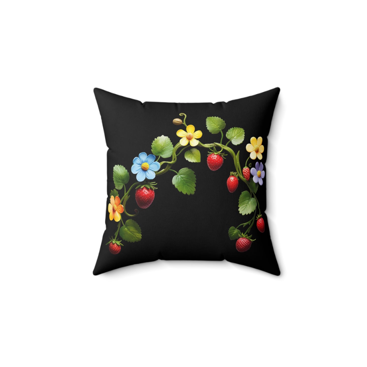 Black Floral Square Pillow