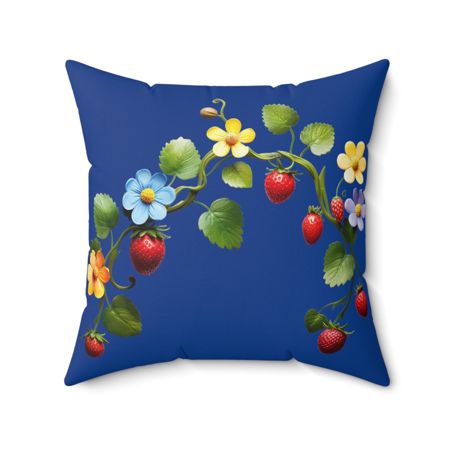 Blue Floral Square Pillow