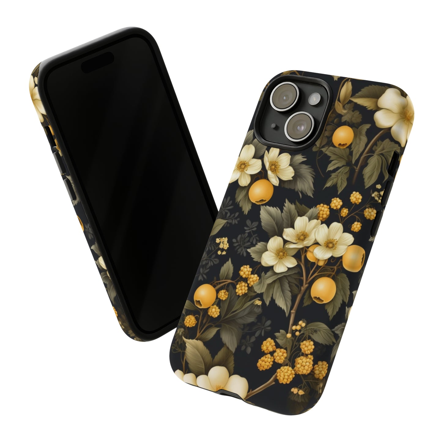 White Black and Yellow Floral phone case