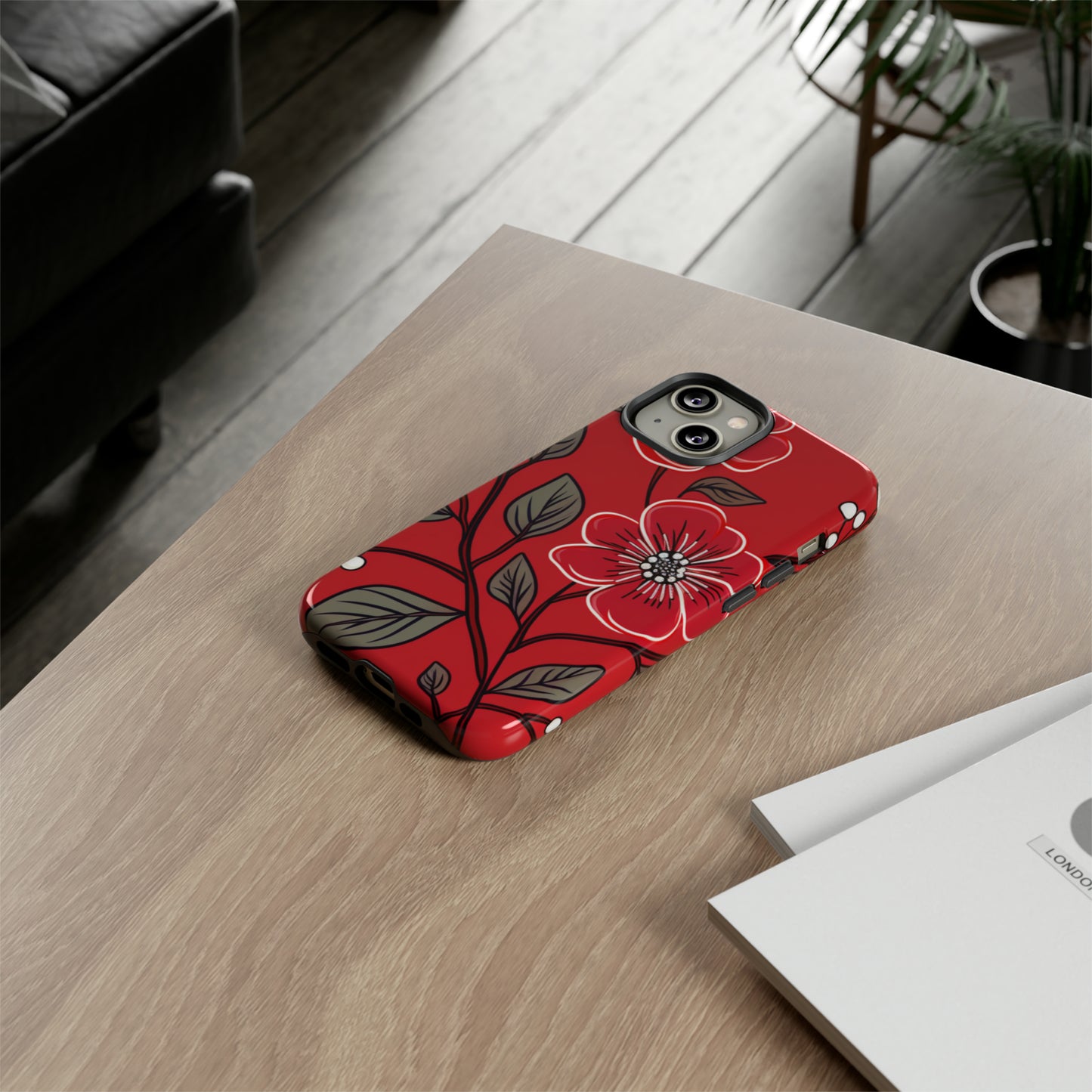 Red Floral phone case