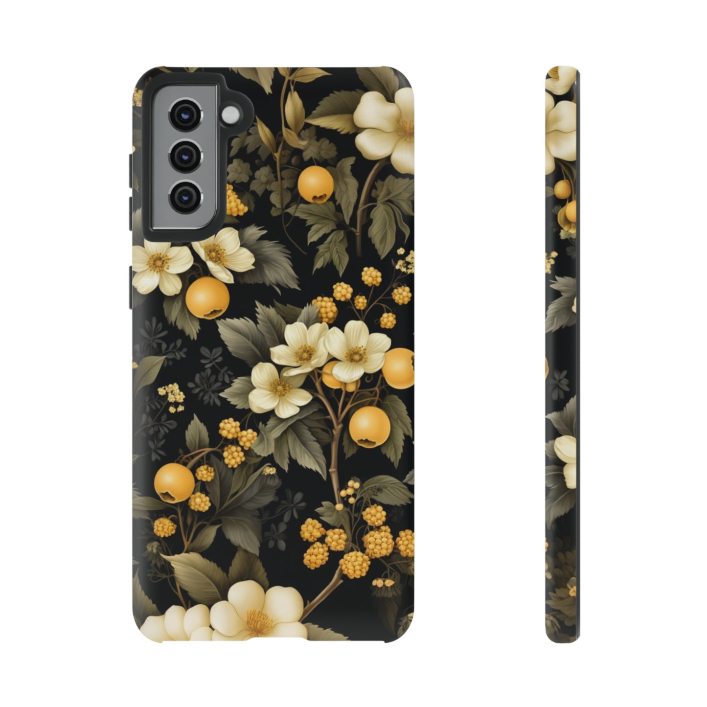 White Black and Yellow Floral phone case