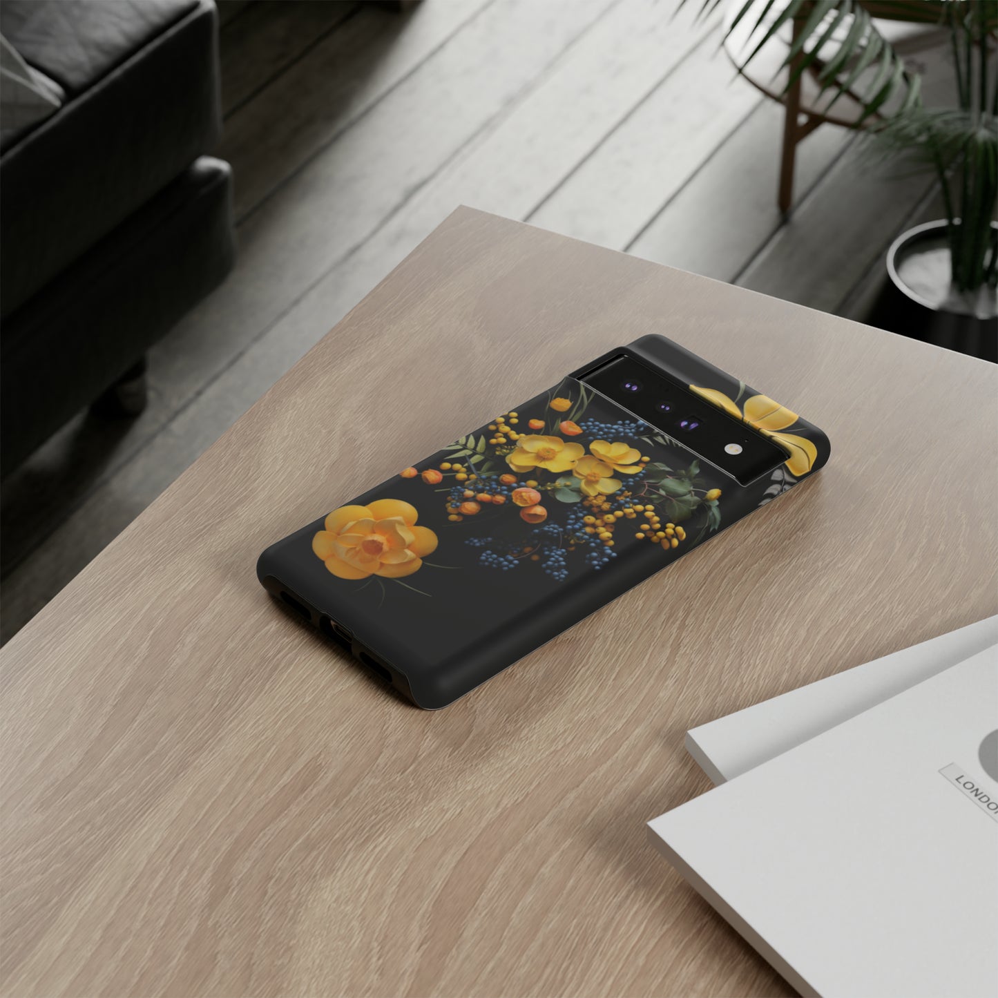 Yellow floral phone case
