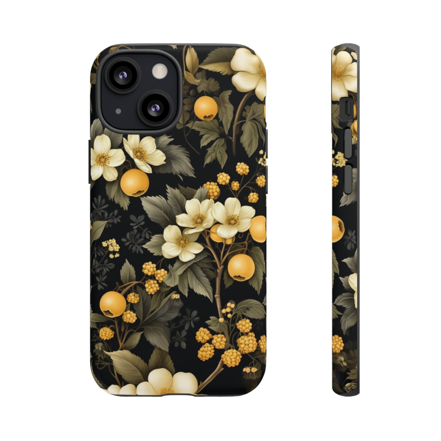 White Black and Yellow Floral phone case