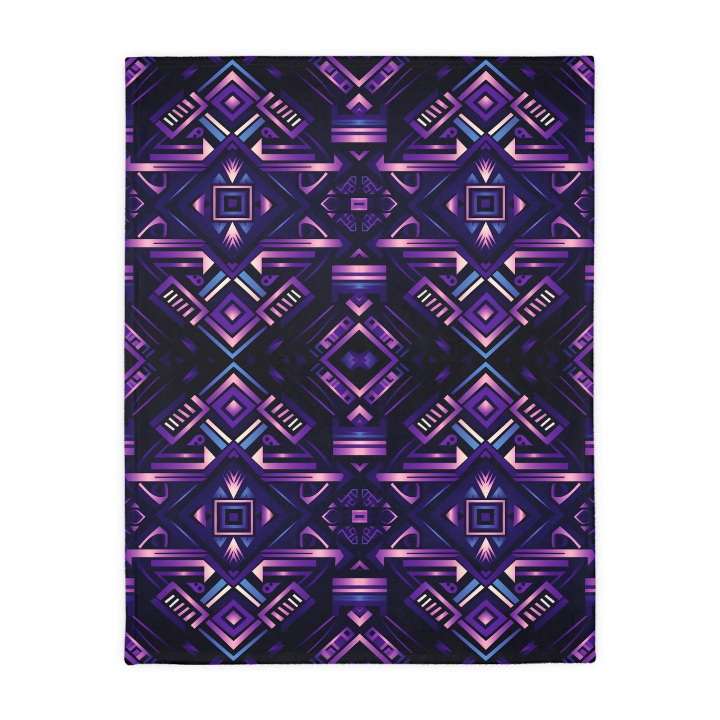 Purple Geometric Velveteen Minky Blanket (Two-sided print)