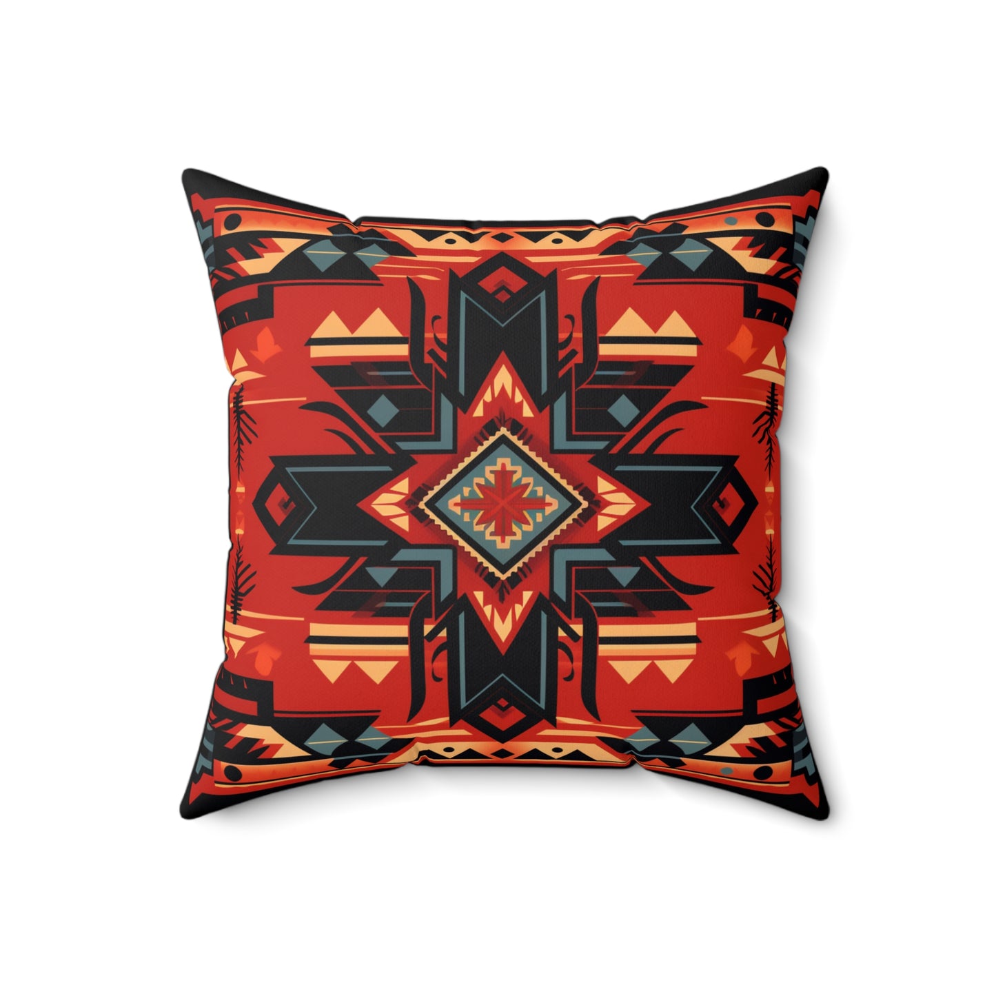 Red Geometric Square Pillow