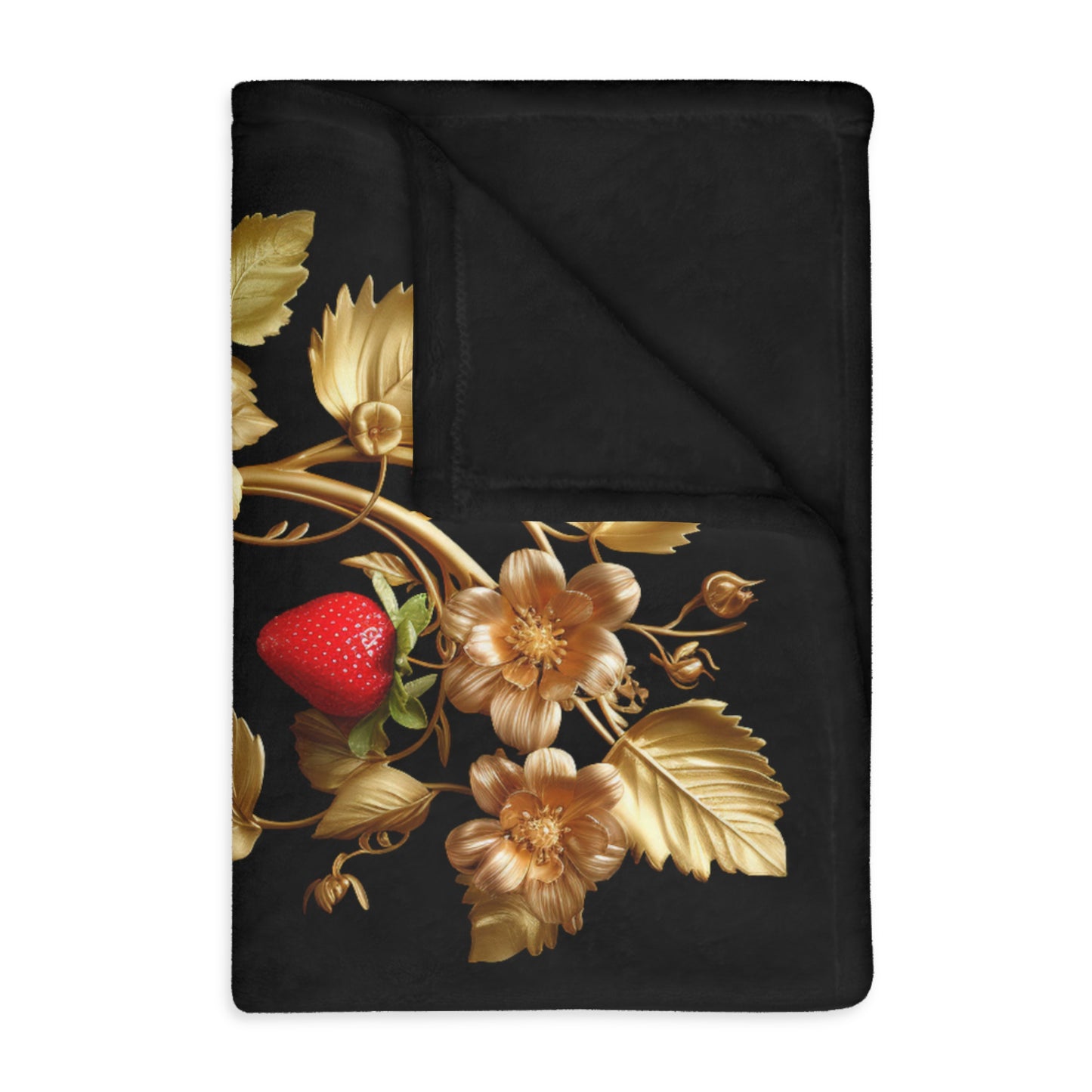 Gold Ojibwe Floral Velveteen Minky Blanket (Two-sided print)