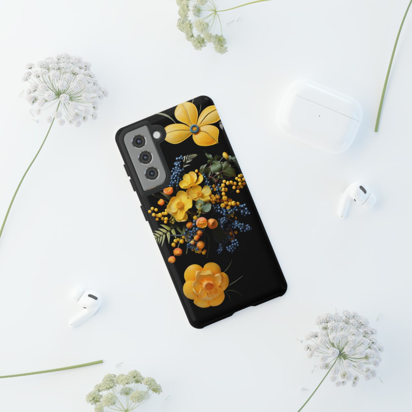 Yellow floral phone case